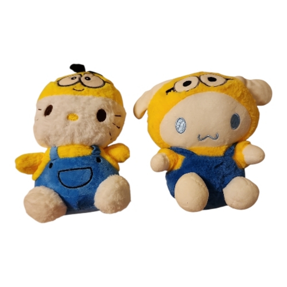 Hello Kitty And Sanrio Cinnamoroll Dressed in Minion Costume Soft Plush Toys.